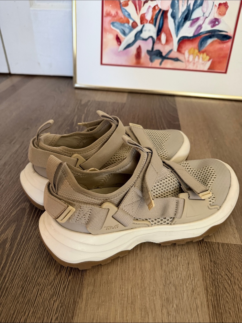 Teva Beige Sport Sandals with White Sole - Picture 7 of 9